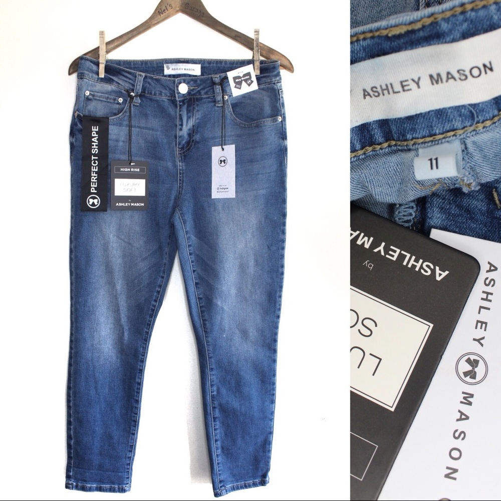 Ashley Mason High Rise Rolled Cropped Jeans 11 NWT
